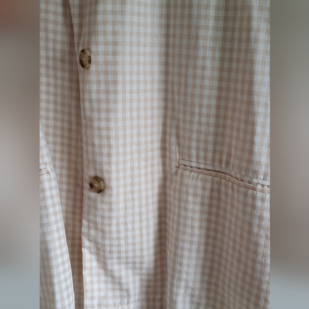 Cyrus Women's Taupe 2 Button Front Closure Gingham Blazer Size xl - Picture 3 of 6